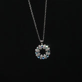 Circle 925 Silver Chain Pendant with Aurora CZ and Micro CZ Accents