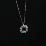 Circle 925 Silver Chain Pendant with Aurora CZ and Micro CZ Accents