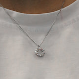 Circle 925 Silver Chain Pendant with Aurora CZ and Micro CZ Accents