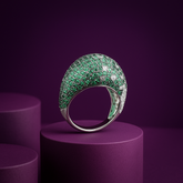 Emerald Dome Pavé Cocktail Ring