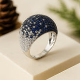 Sapphire Dome Pavé Cocktail Ring