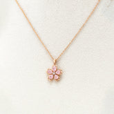 Pink Sakura Blossom Chain 925 Silver Chain Pendant