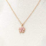 Pink Sakura Blossom Chain 925 Silver Chain Pendant