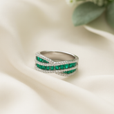 Emerald Criss Cross Ring