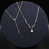 Rose Gold Pearl 925 Silver Pendant Necklace