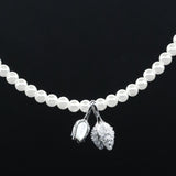 Pearl Strand 925 Silver Necklace with Dual Charm Pendant