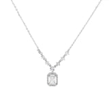 CZ Emerald-Cut 925 Silver Pendant Necklace with Stones