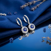 Sapphire Celestia Halo Earrings