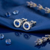 Sapphire Halo Stud Earrings