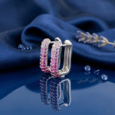 Ruby Ombré Pavé Huggie Hoop Earring