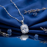 White Princess Cut Halo Pendant