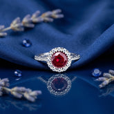 Crimson Bloom Halo Ring