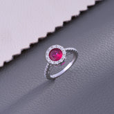 Crimson Bloom Halo Ring