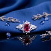 Scarlet Bloom Solitaire Ring