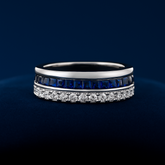 Cushion Cut Blue Sapphire Band