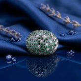 Emerald Dome Pavé Cocktail Ring