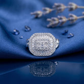 White Baguette Halo Cocktail Ring