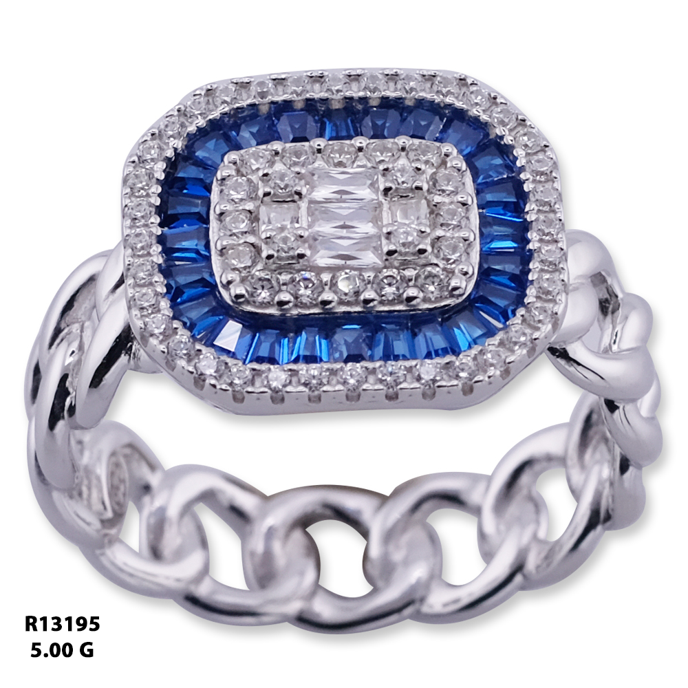 Sapphire Baguette Halo Cocktail Ring
