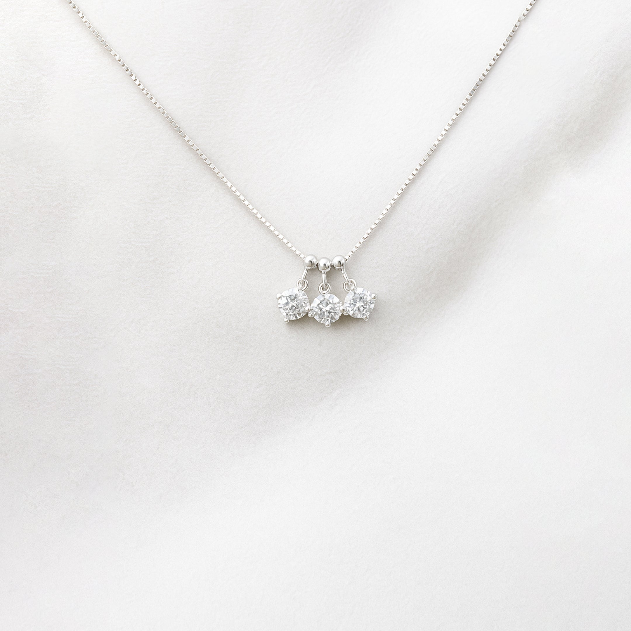Triple CZ Drop 925 Silver Chain Pendant