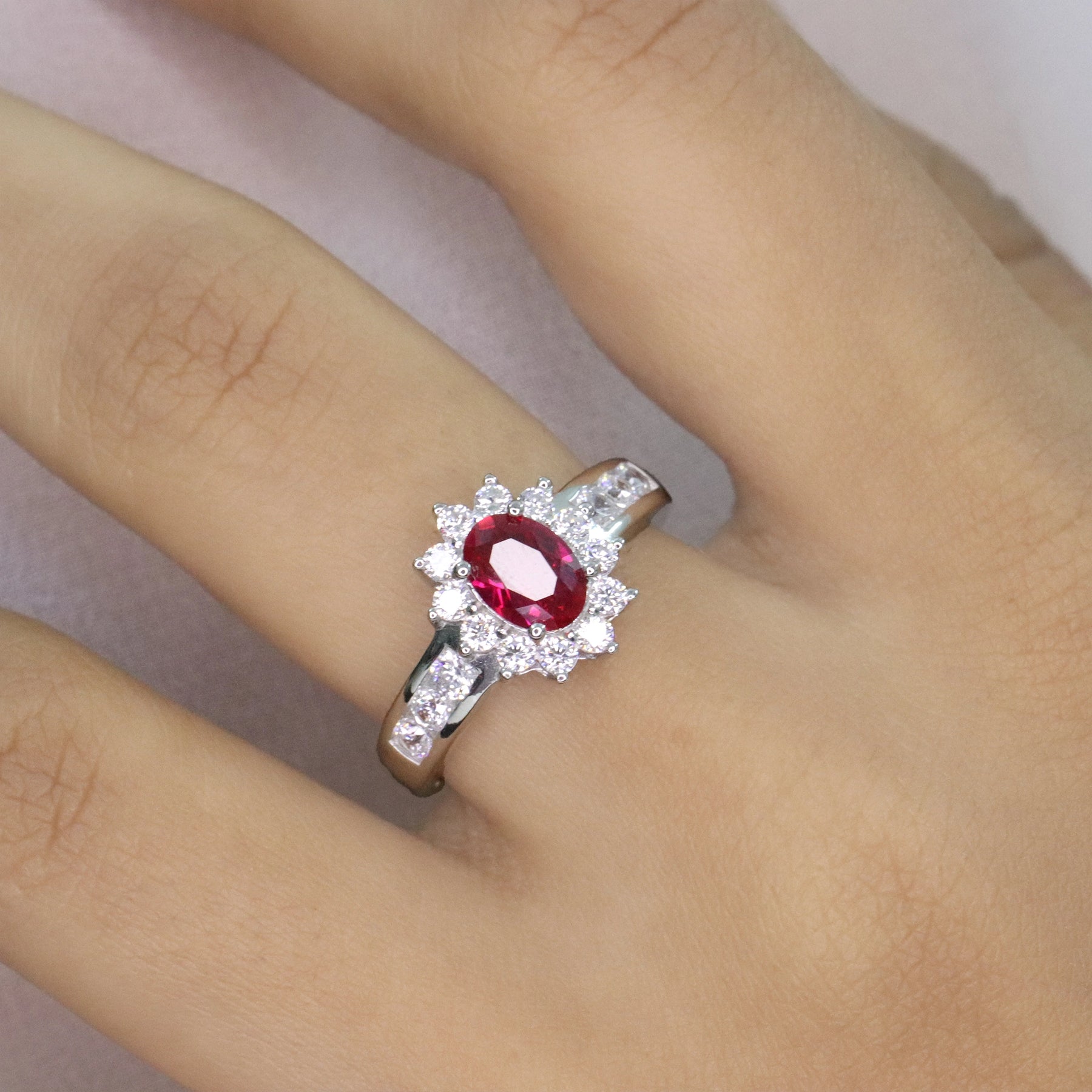 Scarlet Bloom Solitaire Ring