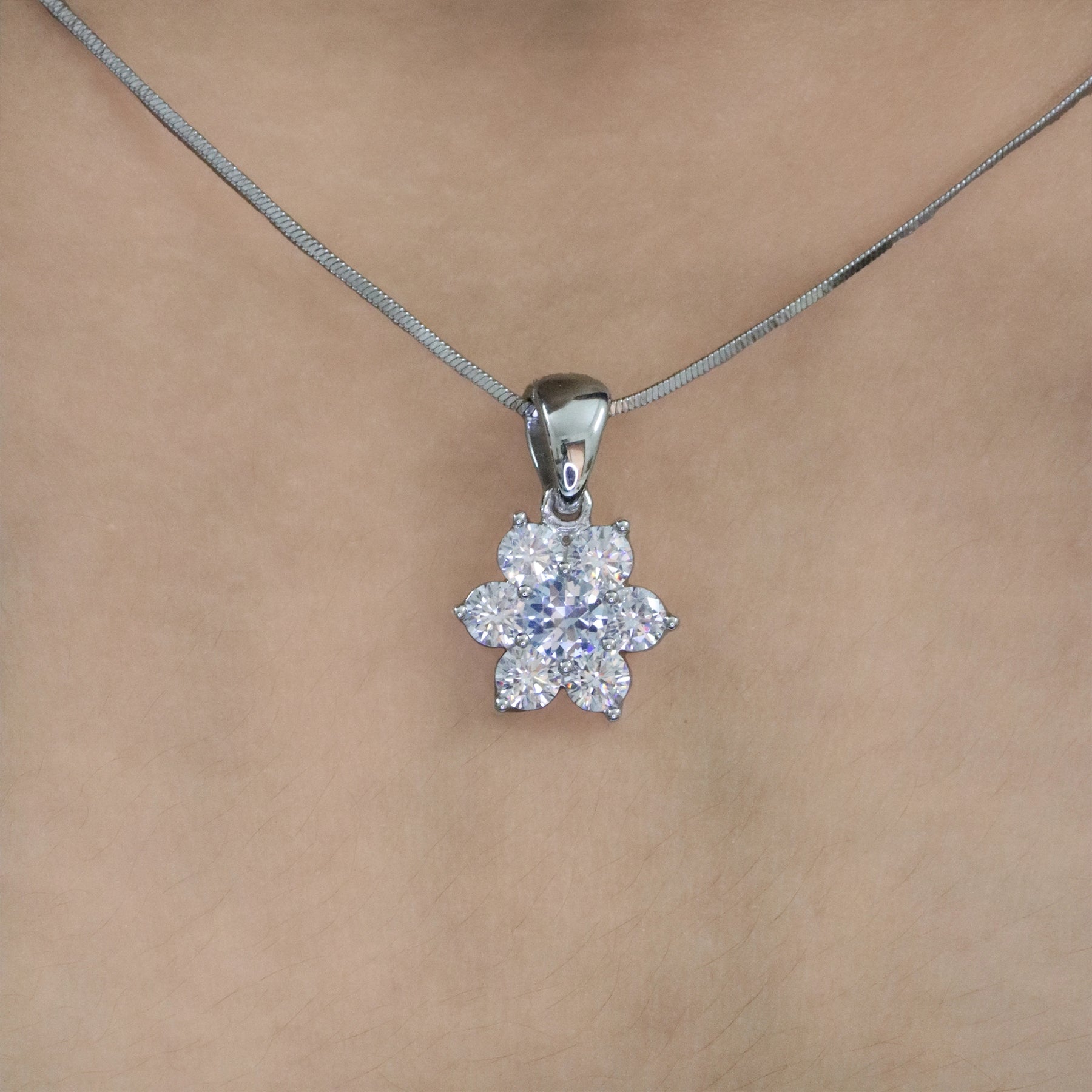 White Stone Floral Pendant
