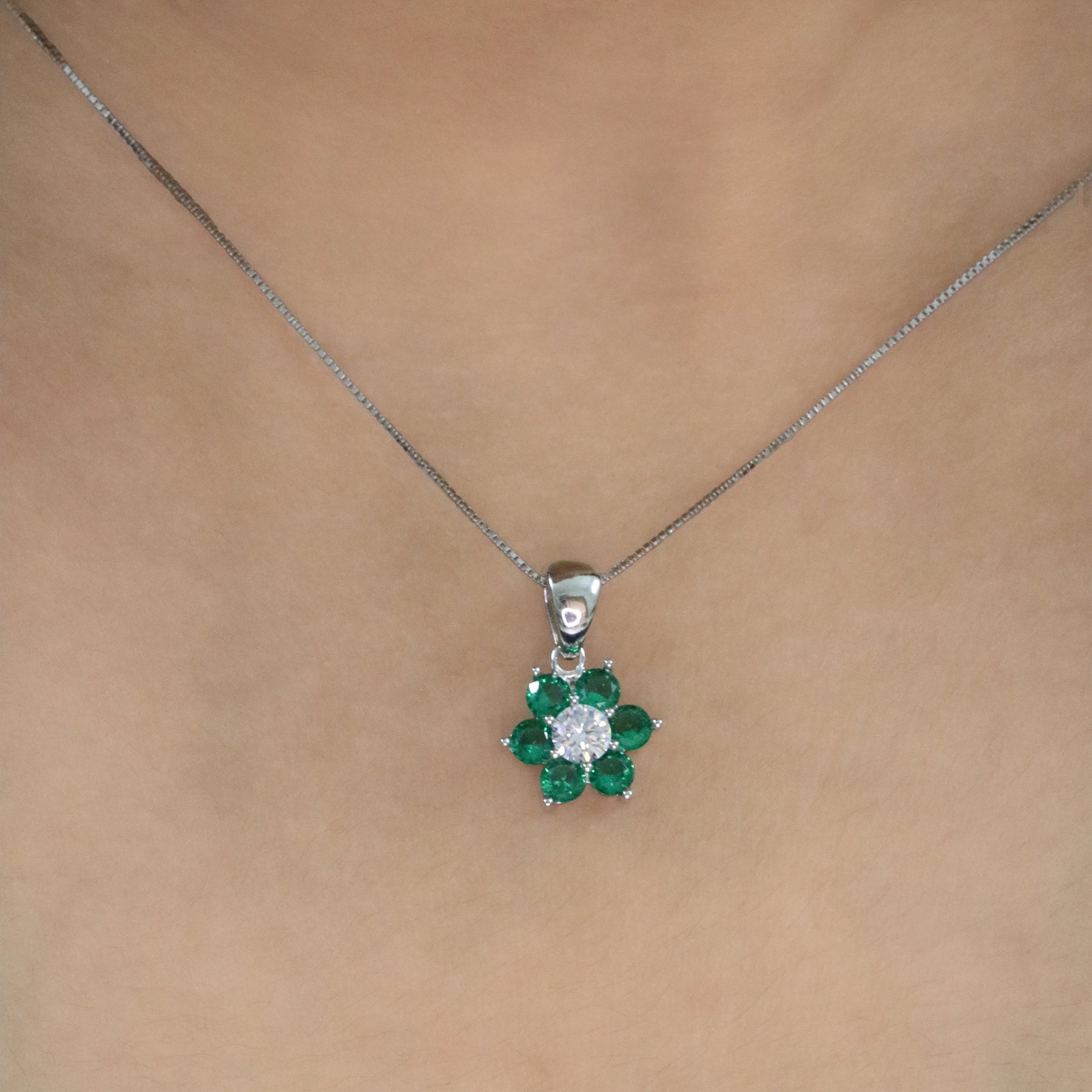 Emerald Floral Pendant