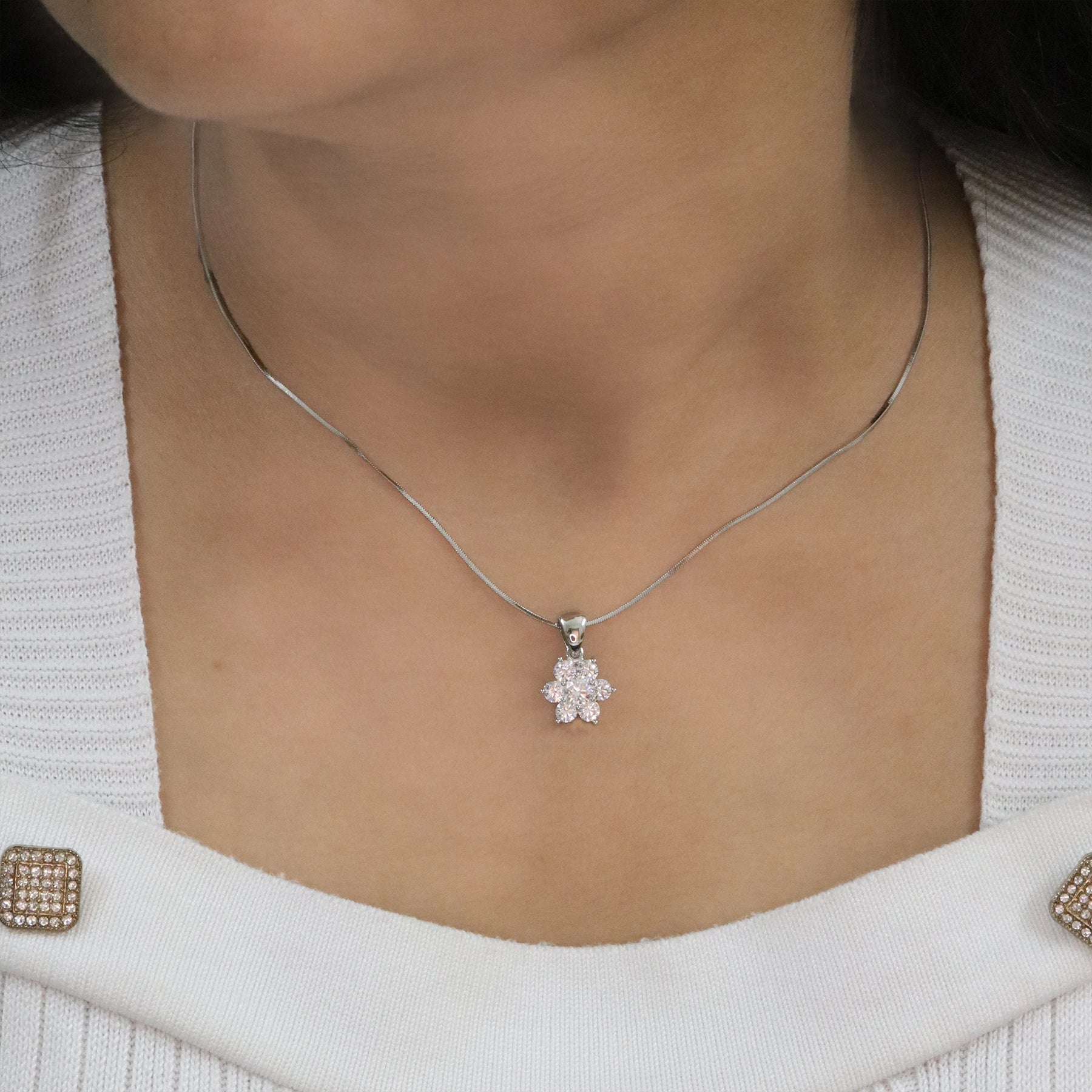 White Aqua Floral Pendant