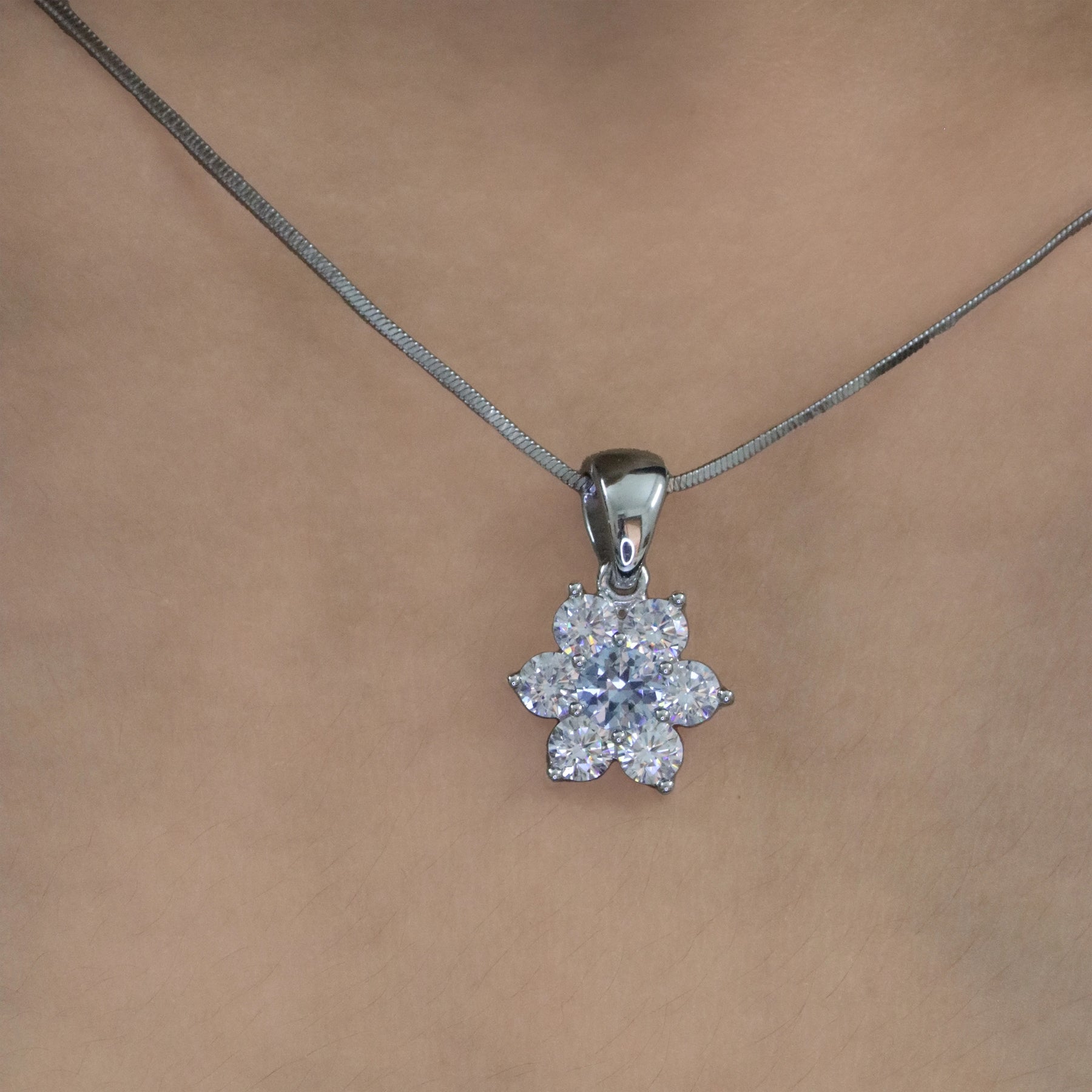 White Aqua Floral Pendant
