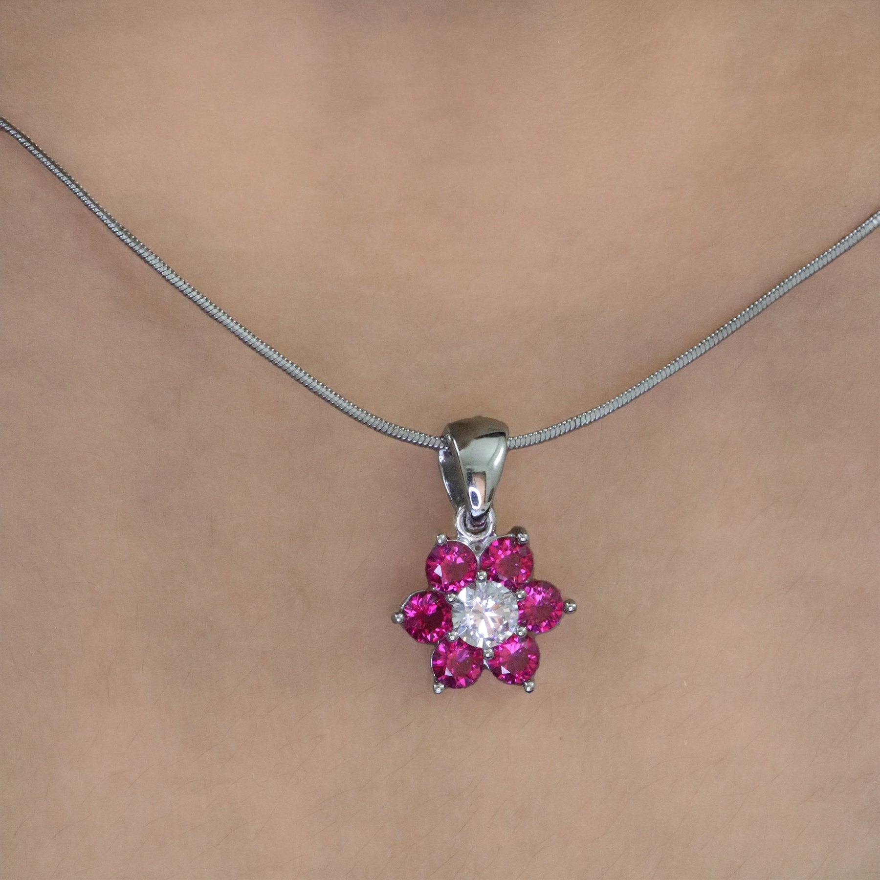 Ruby Floral Pendant