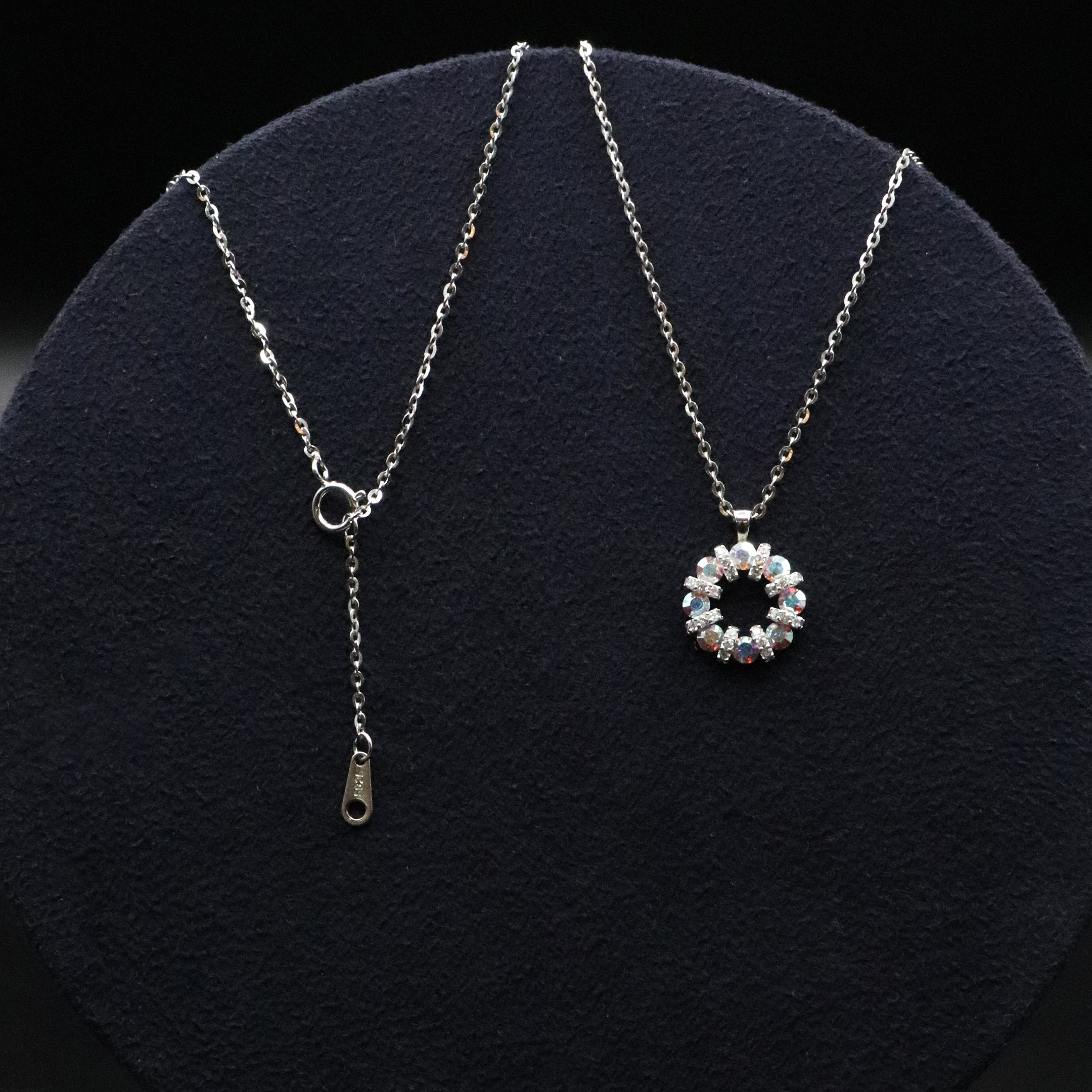 Circle 925 Silver Chain Pendant with Aurora CZ and Micro CZ Accents