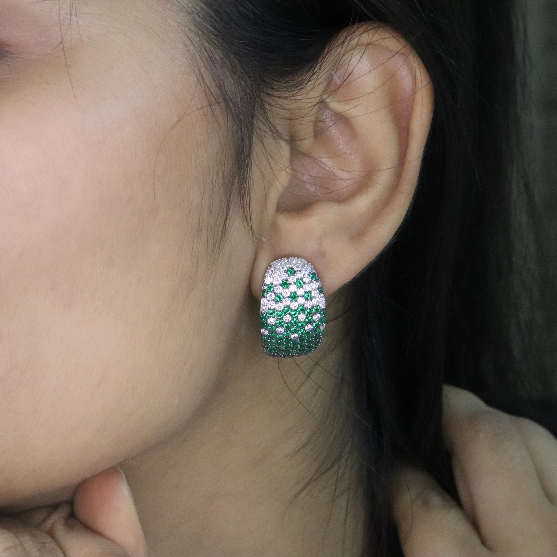 Emerald Gradient Pavé Dome Earring