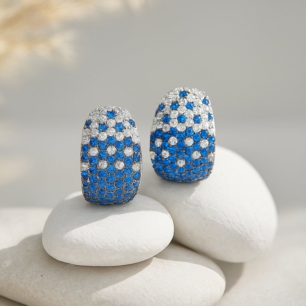 Sapphire Gradient Pavé Dome Earring