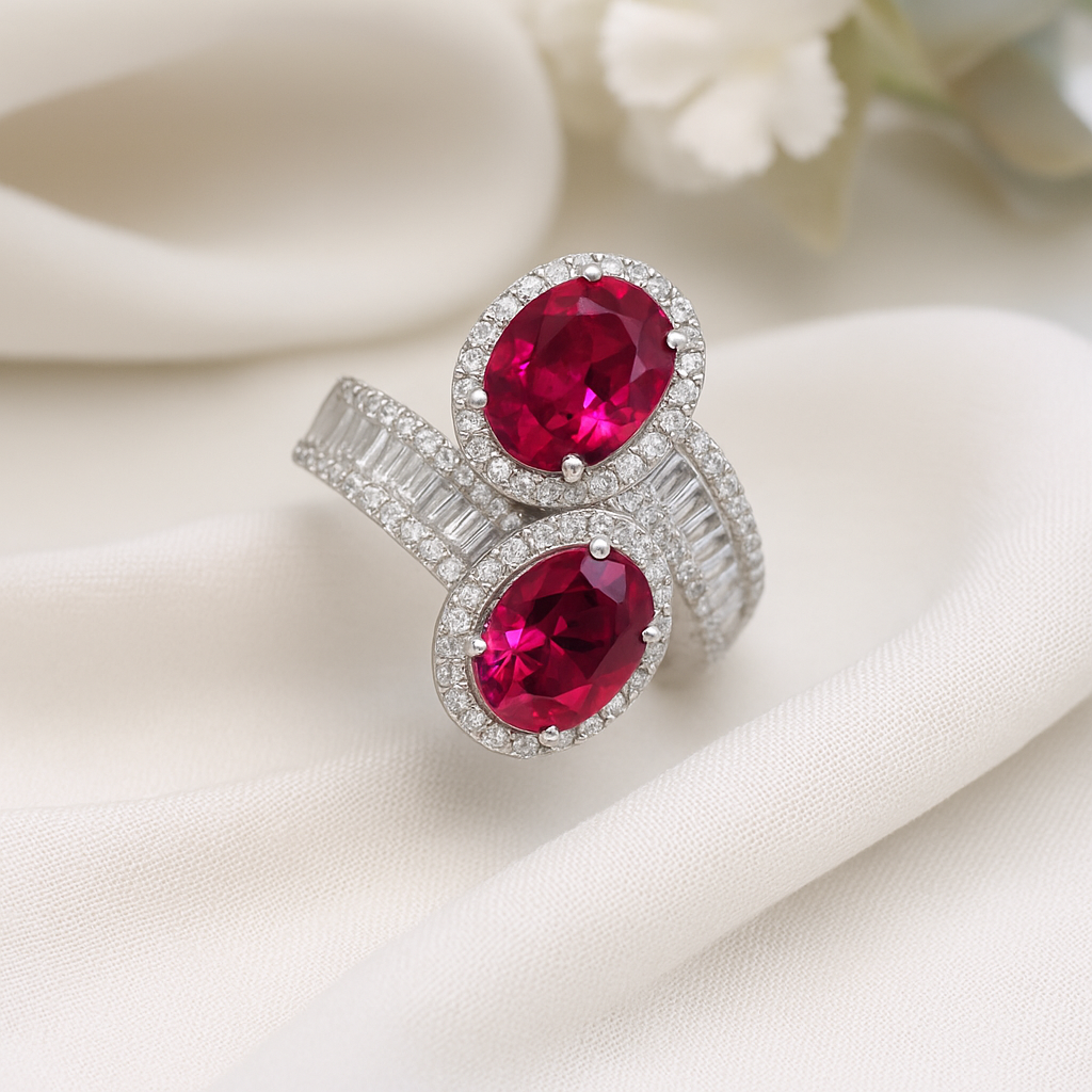 Ruby Toi et Moi Ring