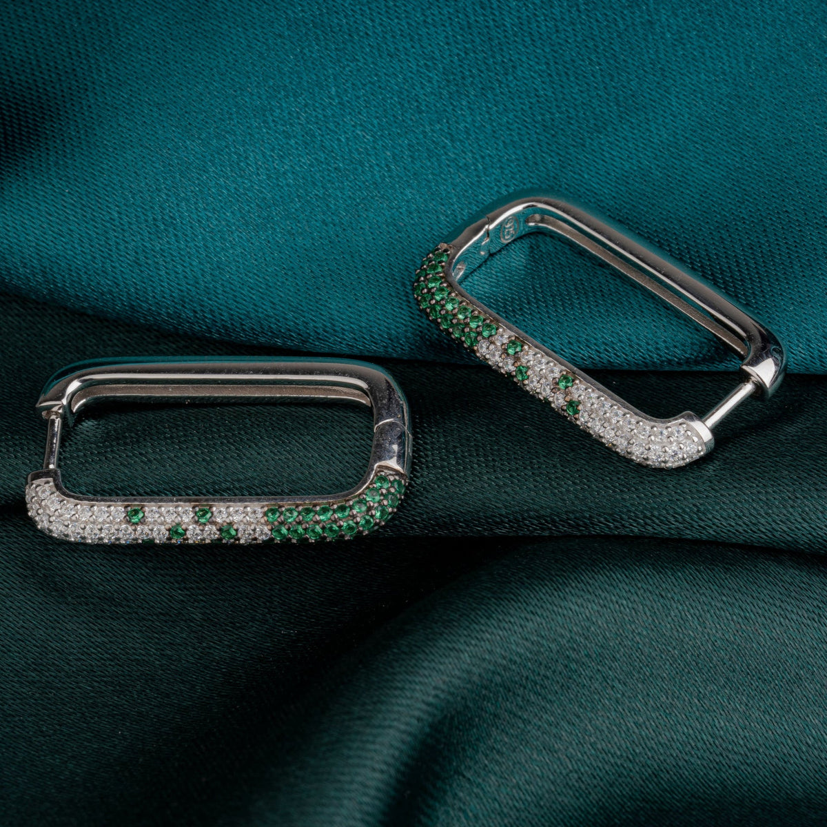 Emerald Ombre Pavé Hoop Earrings