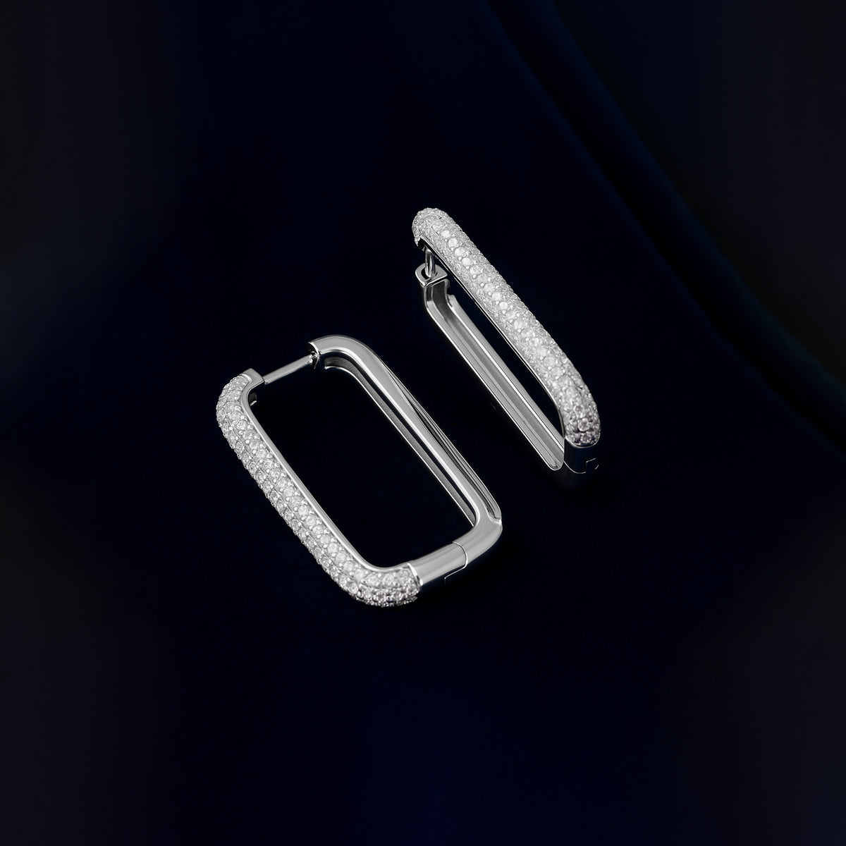 White Ombre Pavé Hoop Earrings