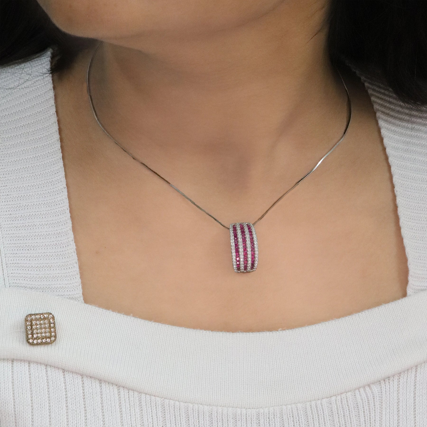 Ruby Stripe Curve Pendant