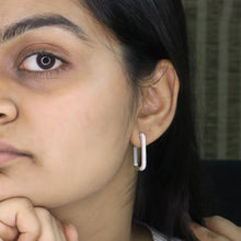 White Ombre Pavé Hoop Earrings