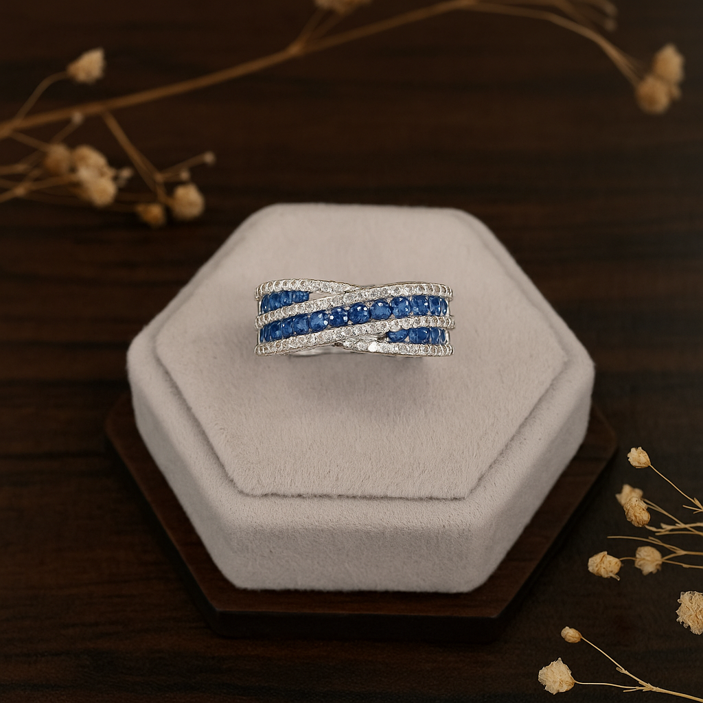 Sapphire Criss Cross Ring