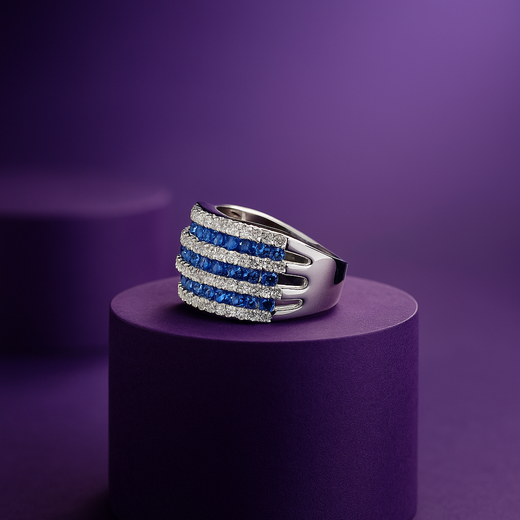 Sapphire Prestige Row Channel Ring