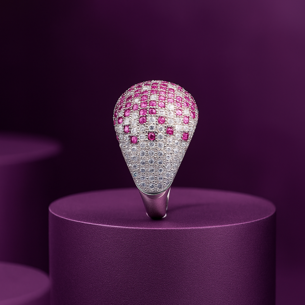 Ruby Dome Pavé Cocktail Ring