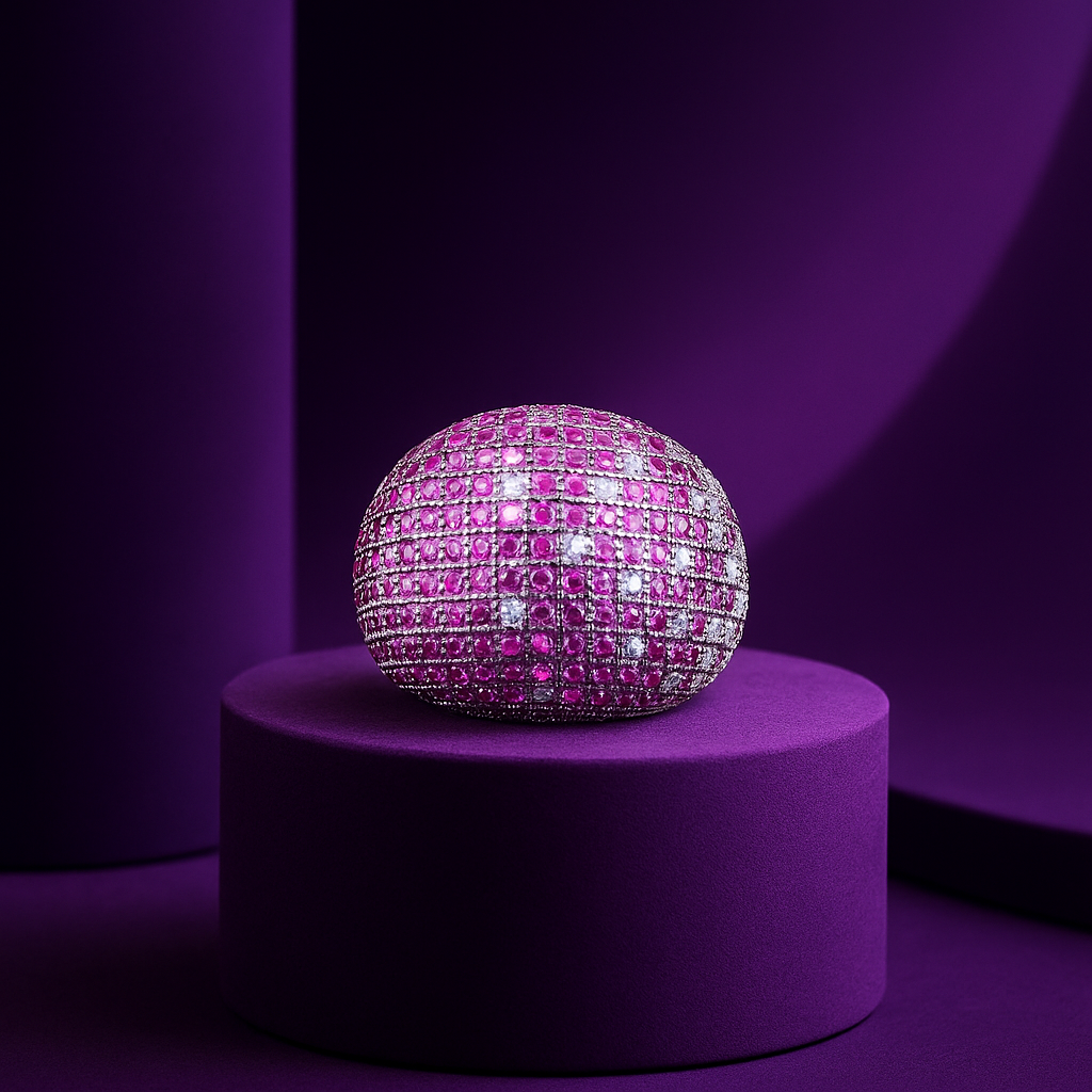 Ruby Dome Pavé Cocktail Ring