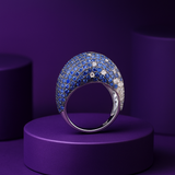 Sapphire Dome Pavé Cocktail Ring