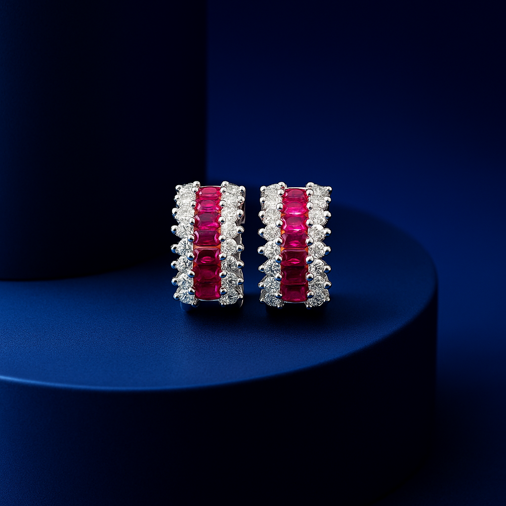 Ruby Huggie Hoop Earrings