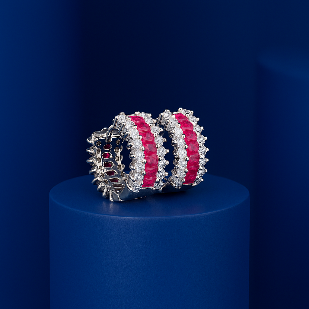 Ruby Huggie Hoop Earrings