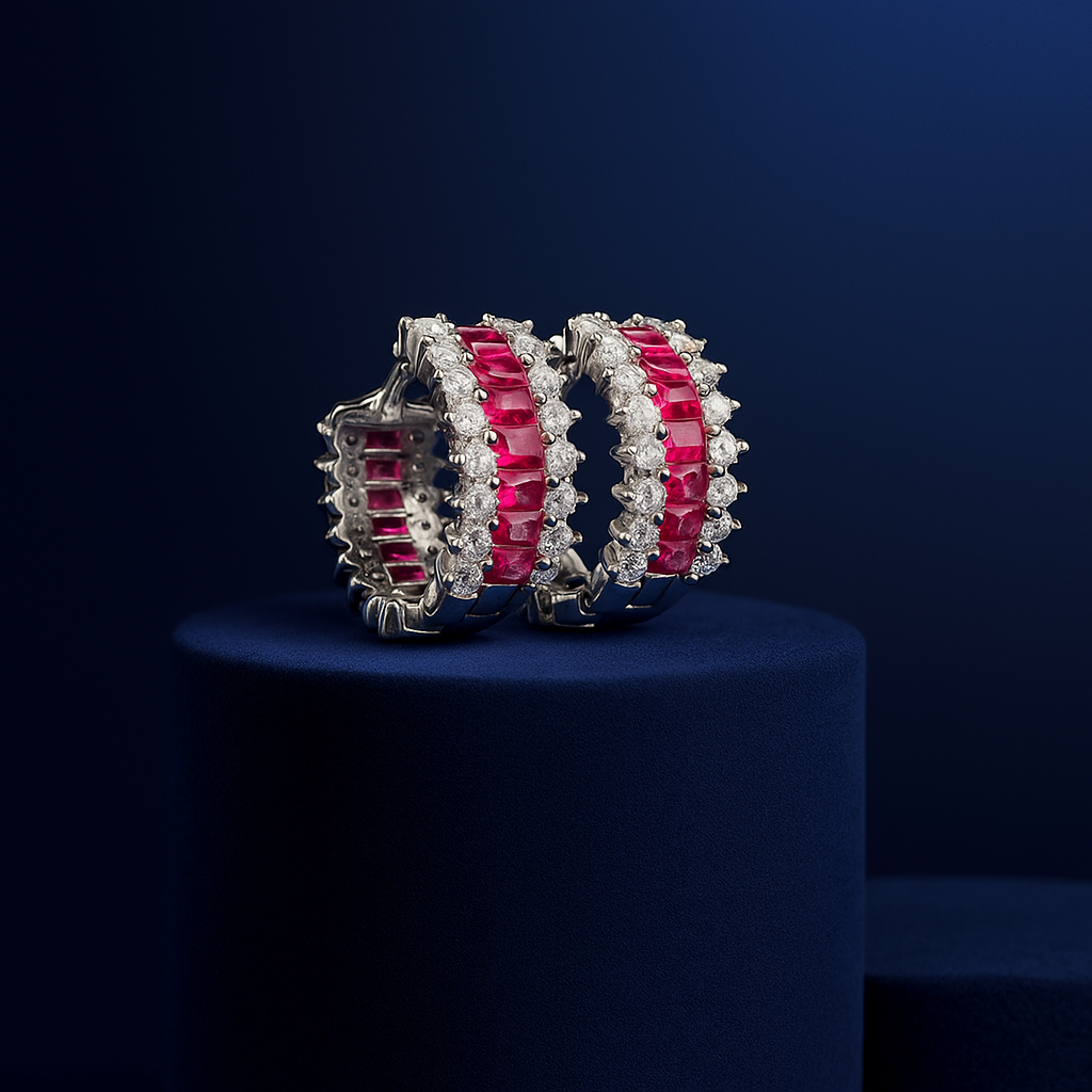 Ruby Huggie Hoop Earrings