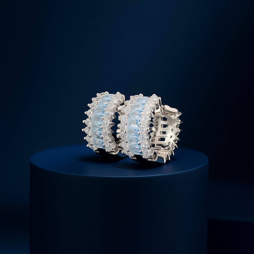 Aqua Huggie Hoop Earrings