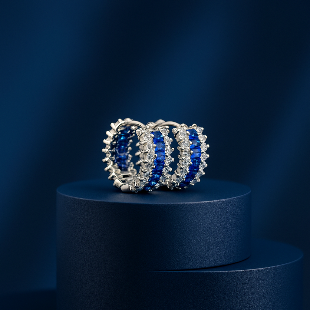 Blue Huggie Hoop Earrings