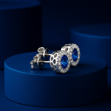 Sapphire Halo Stud Earrings
