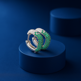 Emerald Pavé Huggie Square Hoop Earrings