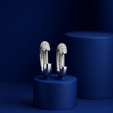 White Pavé Huggie Square Hoop Earrings